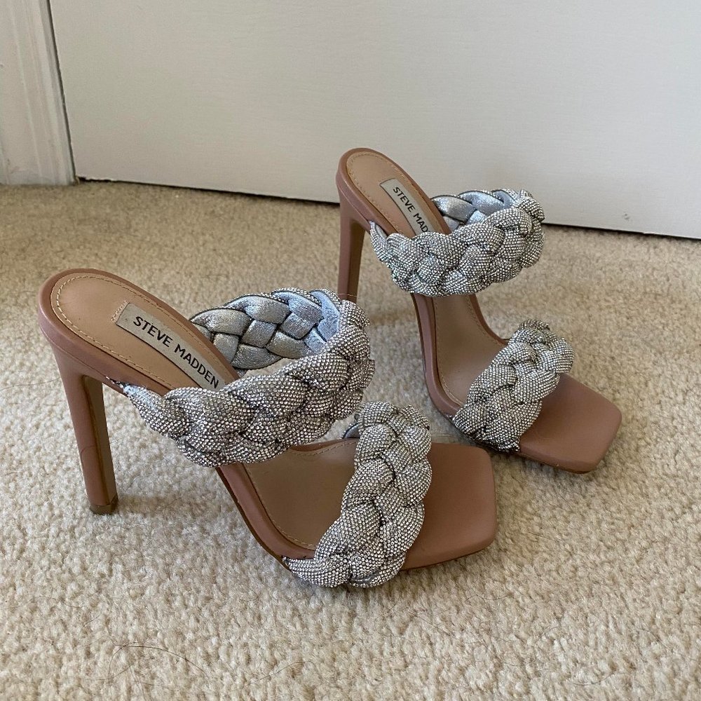 Steve Madden Kenley Heel - Silver Sparkle Size 6